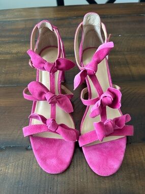 Anthropologie Women’s Pink Bow Suede Sandals